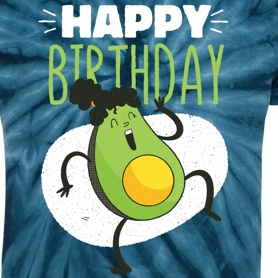 Avocado Happy Birthday Kids Tie-Dye T-Shirt