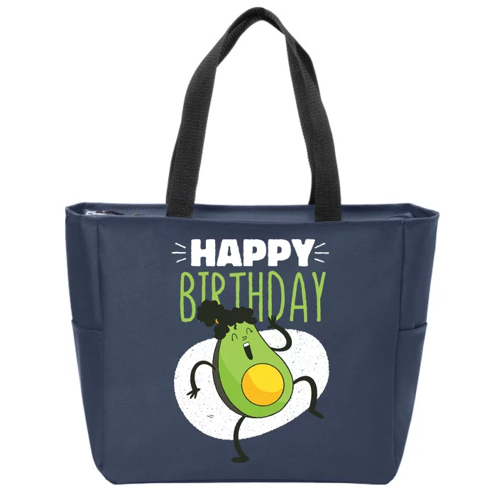 Avocado Happy Birthday Zip Tote Bag