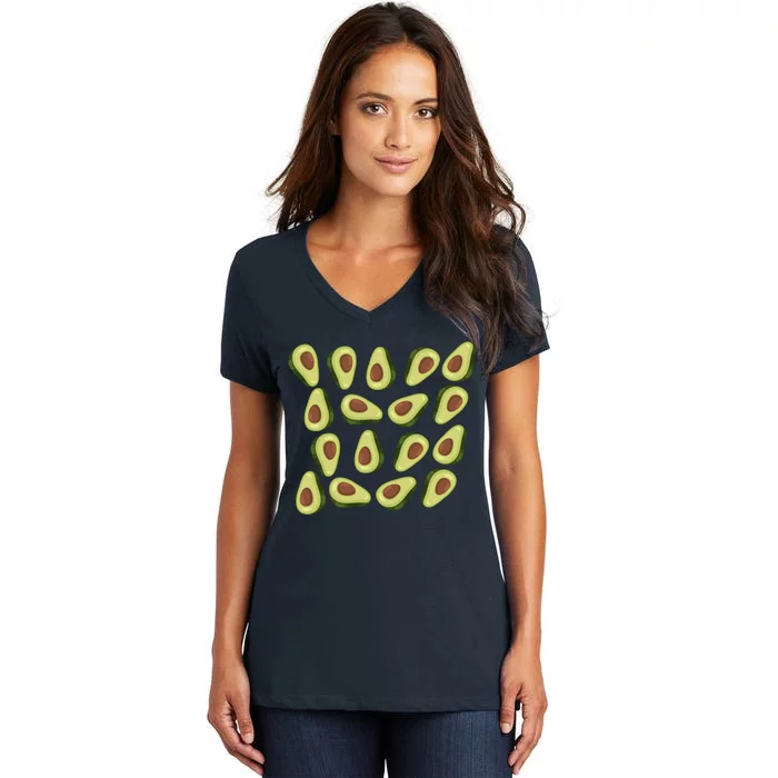 Avocados Pattern Guacamole Costume Women's V-Neck T-Shirt