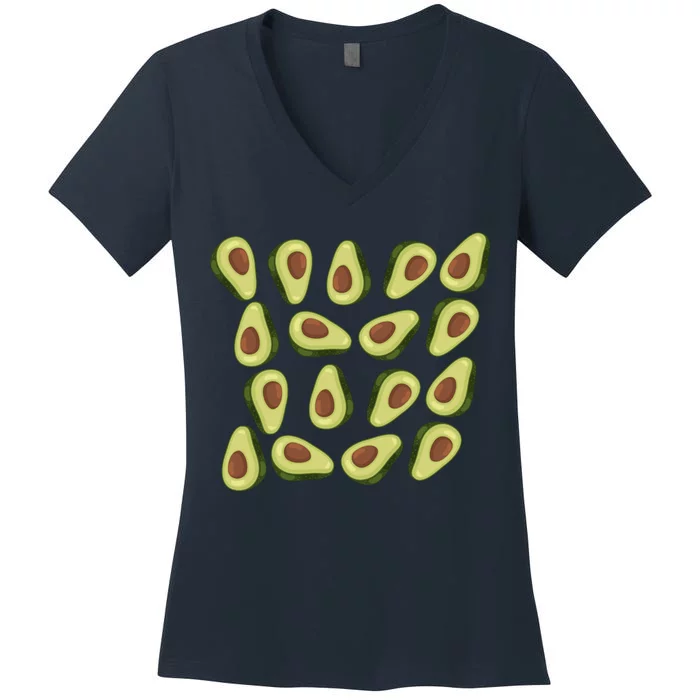 Avocados Pattern Guacamole Costume Women's V-Neck T-Shirt