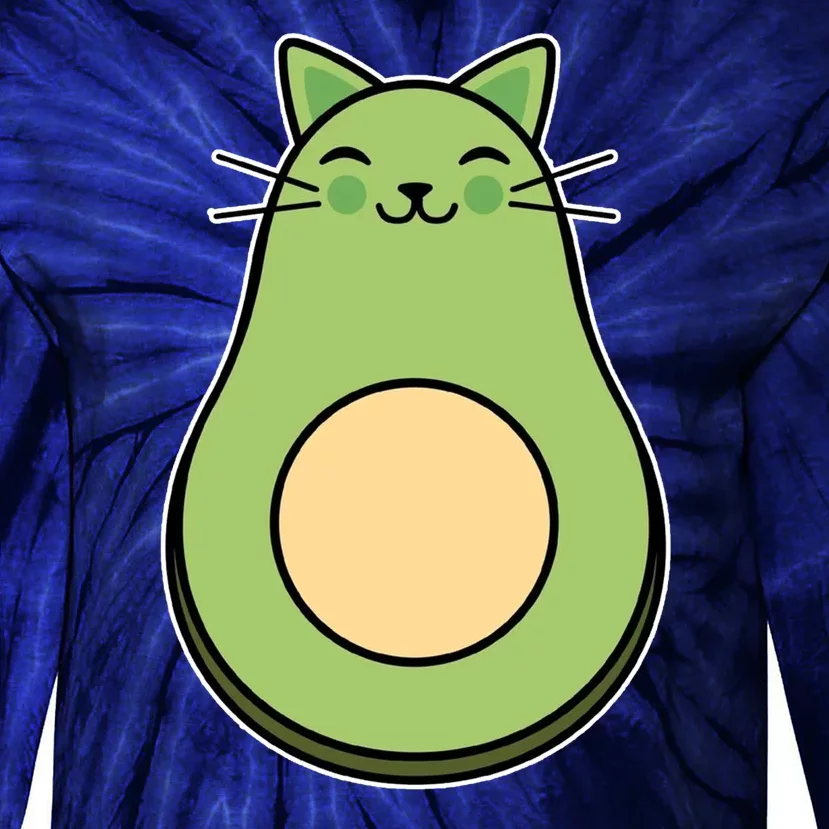 Avocato Avacado Cat Cute Tie-Dye Long Sleeve Shirt