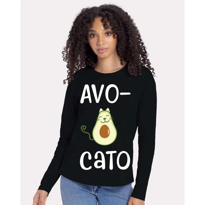 Avocato Cat Avocado Womens Cotton Relaxed Long Sleeve T-Shirt