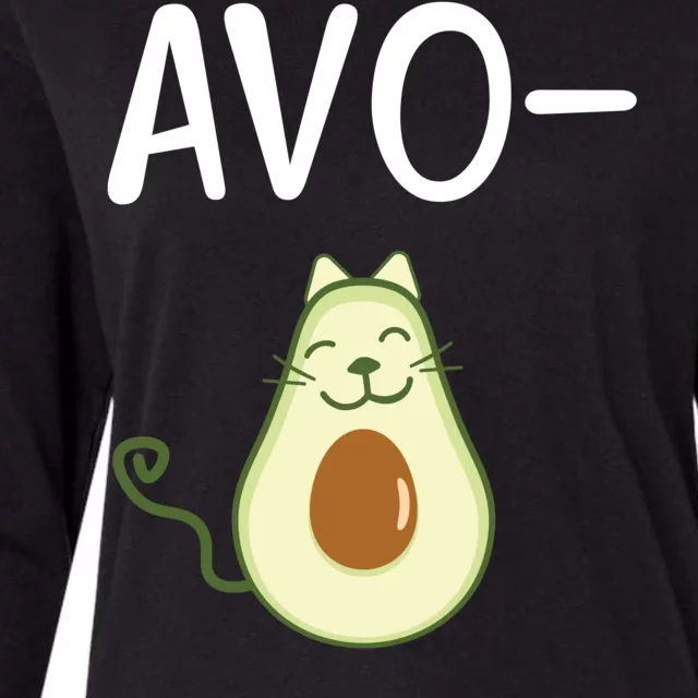 Avocato Cat Avocado Womens Cotton Relaxed Long Sleeve T-Shirt