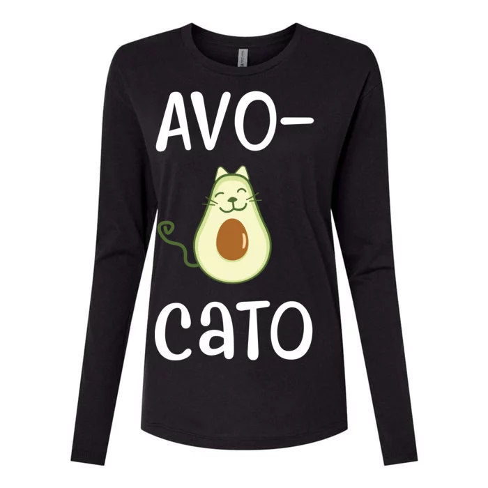 Avocato Cat Avocado Womens Cotton Relaxed Long Sleeve T-Shirt