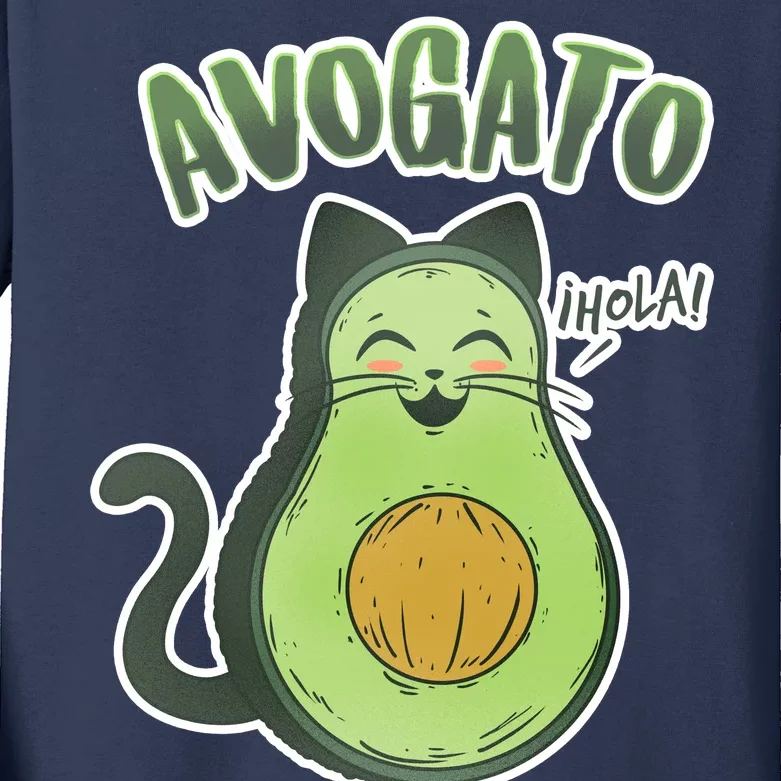 Avogato Cat Hola Kids Long Sleeve Shirt