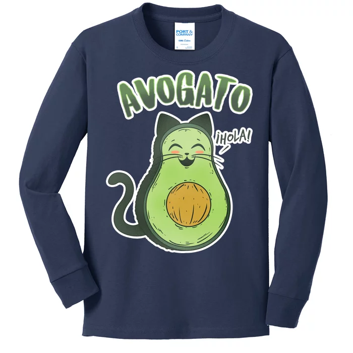 Avogato Cat Hola Kids Long Sleeve Shirt