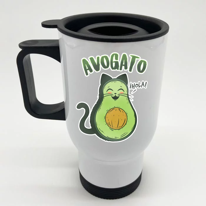 Avogato Cat Hola Front & Back Stainless Steel Travel Mug