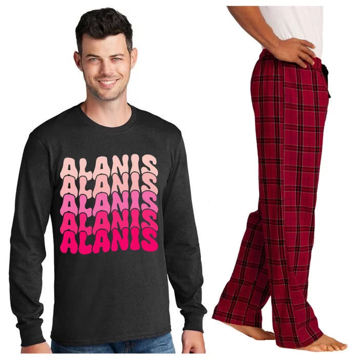 Alanis Vintage Personalized Name I Love Alanis Long Sleeve Pajama Set