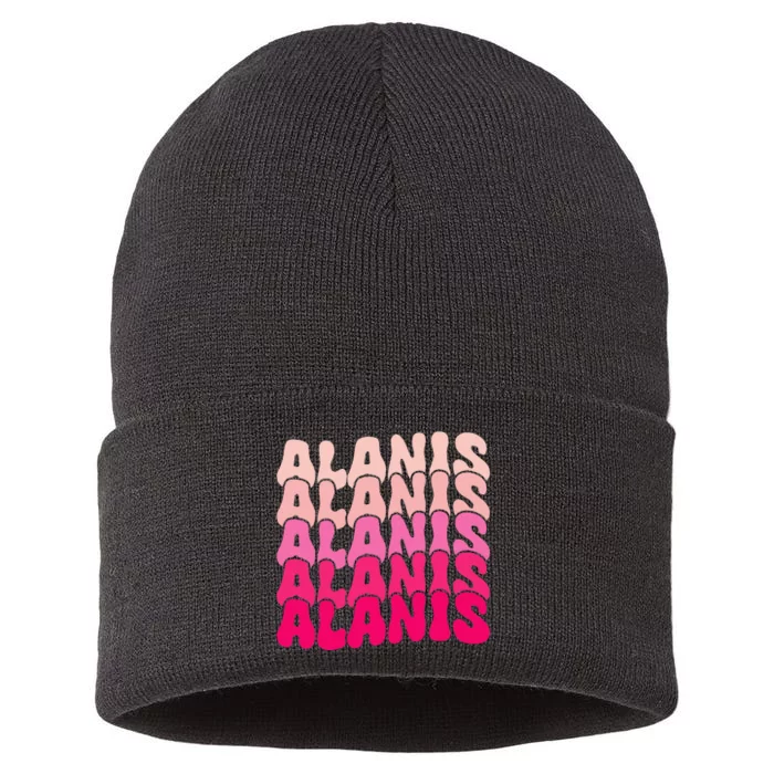 Alanis Vintage Personalized Name I Love Alanis Sustainable Knit Beanie