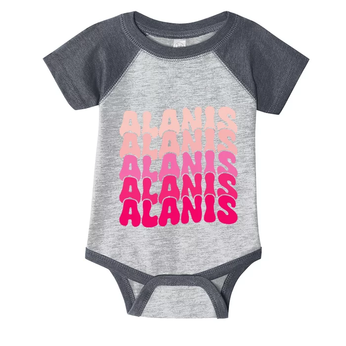 Alanis Vintage Personalized Name I Love Alanis Infant Baby Jersey Bodysuit