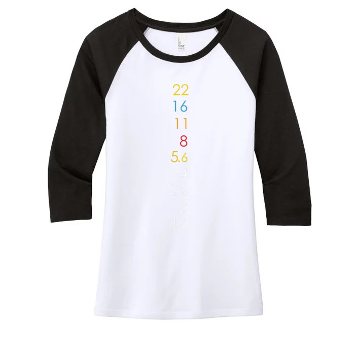 Aperture Values Photography Minimalist Photographer Women's Tri-Blend 3/4-Sleeve Raglan Shirt