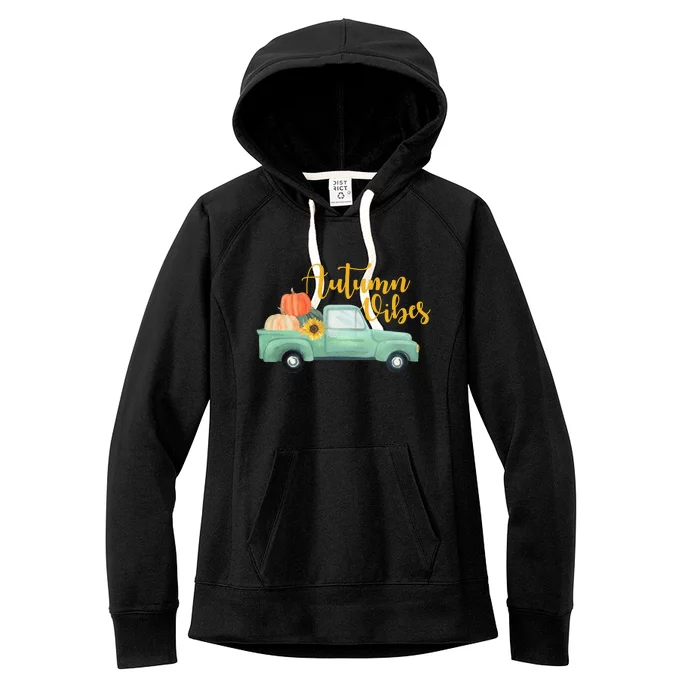 Autumn Vibes Pumpkin Truck Women's Fleece Hoodie