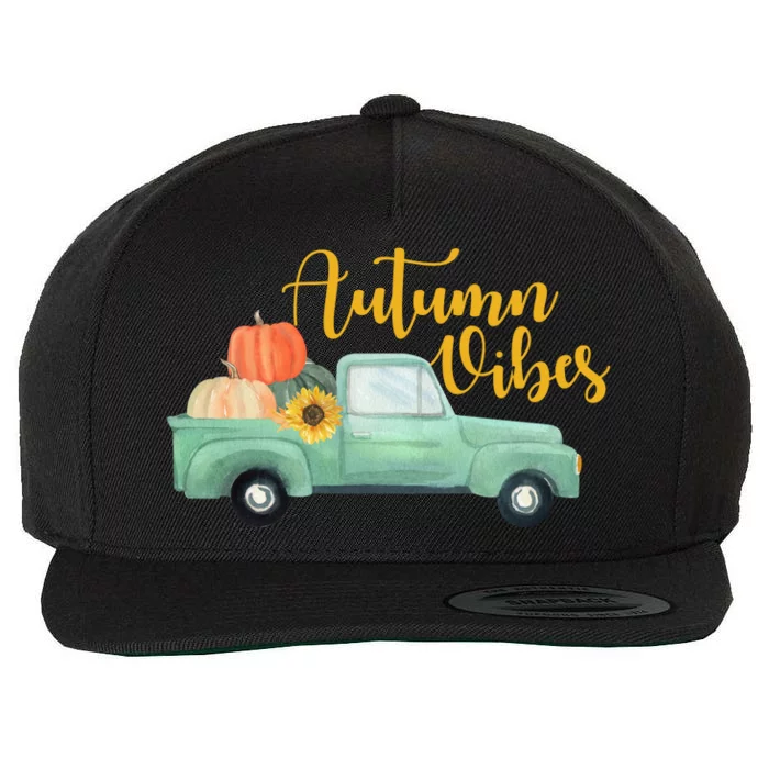 Autumn Vibes Pumpkin Truck Wool Snapback Cap