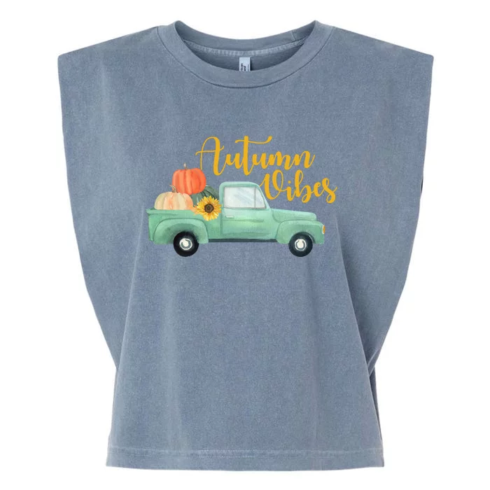 Autumn Vibes Pumpkin Truck Garment-Dyed Women's Muscle Tee