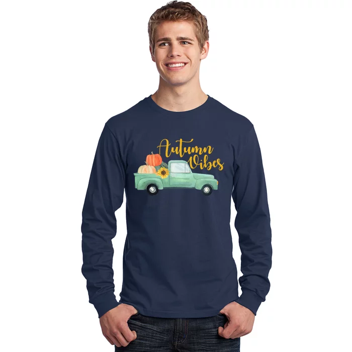 Autumn Vibes Pumpkin Truck Long Sleeve Shirt