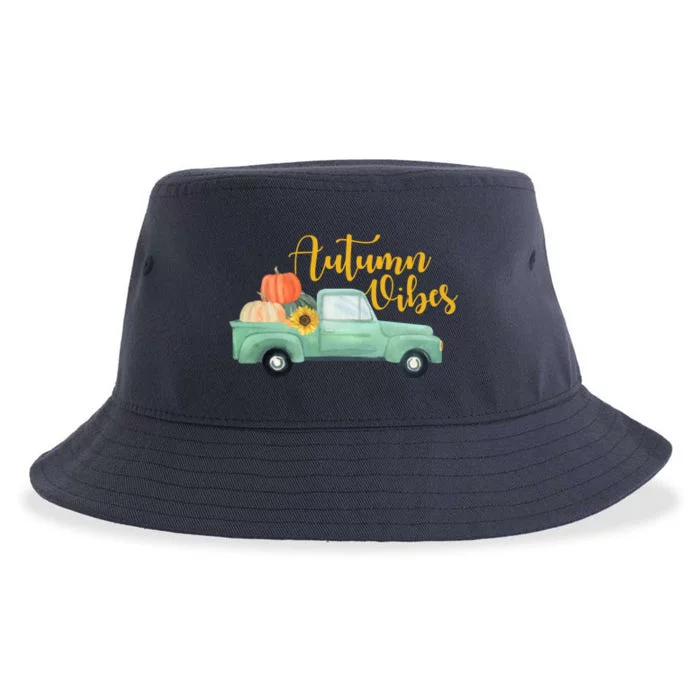 Autumn Vibes Pumpkin Truck Sustainable Bucket Hat