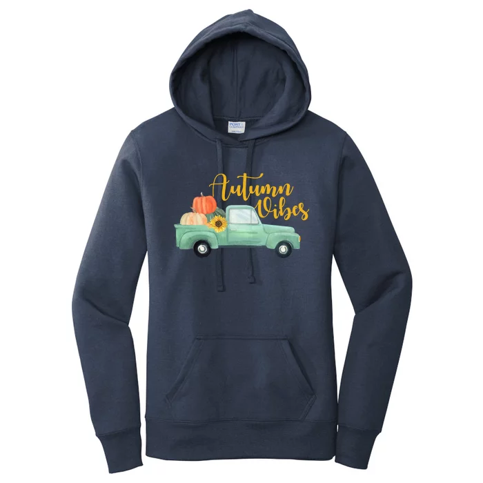 Autumn Vibes Pumpkin Truck Women's Pullover Hoodie