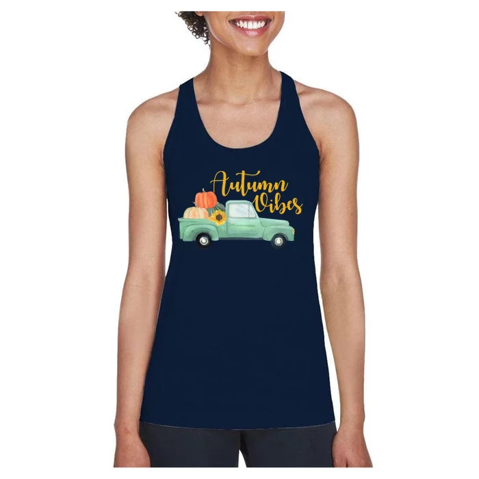 Autumn Vibes Pumpkin Truck Women's Racerback Tank