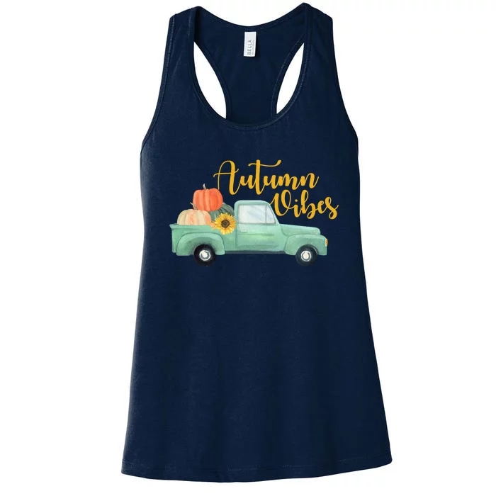 Autumn Vibes Pumpkin Truck Women's Racerback Tank