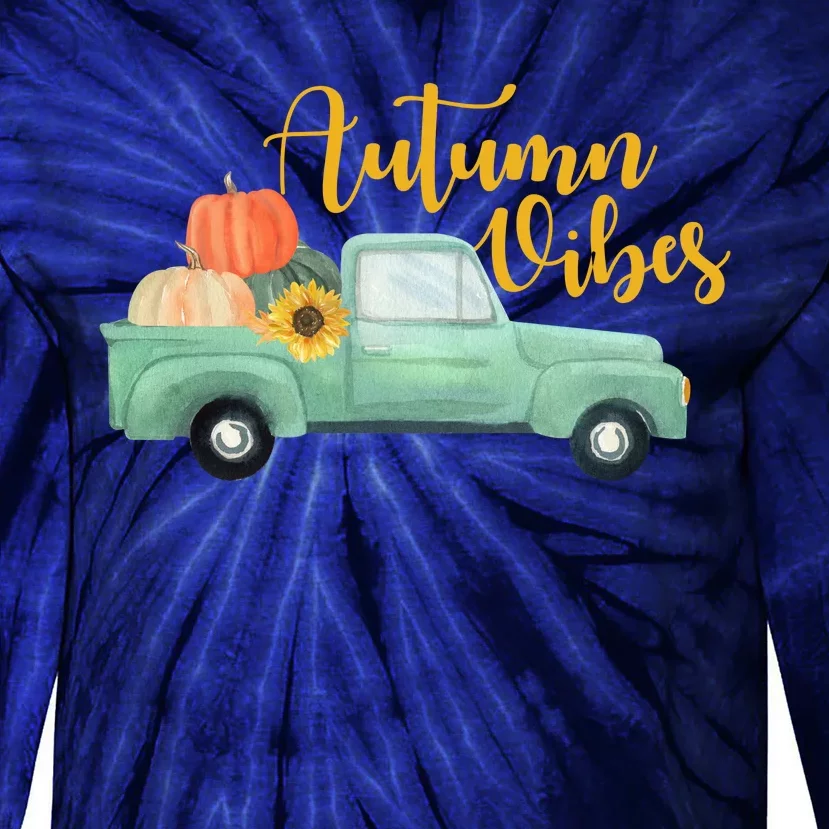 Autumn Vibes Pumpkin Truck Tie-Dye Long Sleeve Shirt