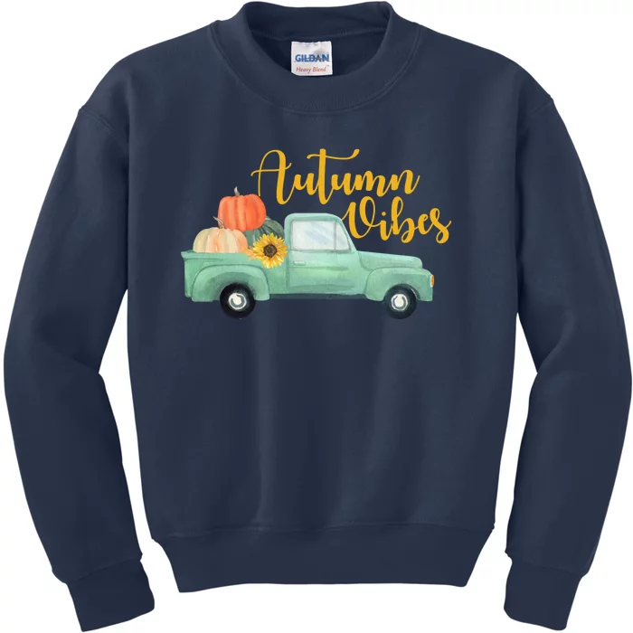 Autumn Vibes Pumpkin Truck Kids Sweatshirt