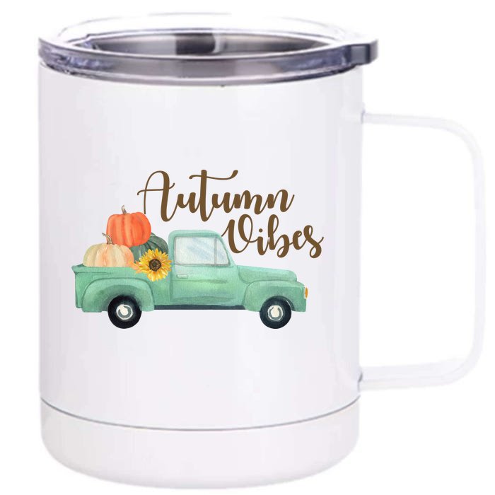 Autumn Vibes Pumpkin Truck Front & Back 12oz Stainless Steel Tumbler Cup