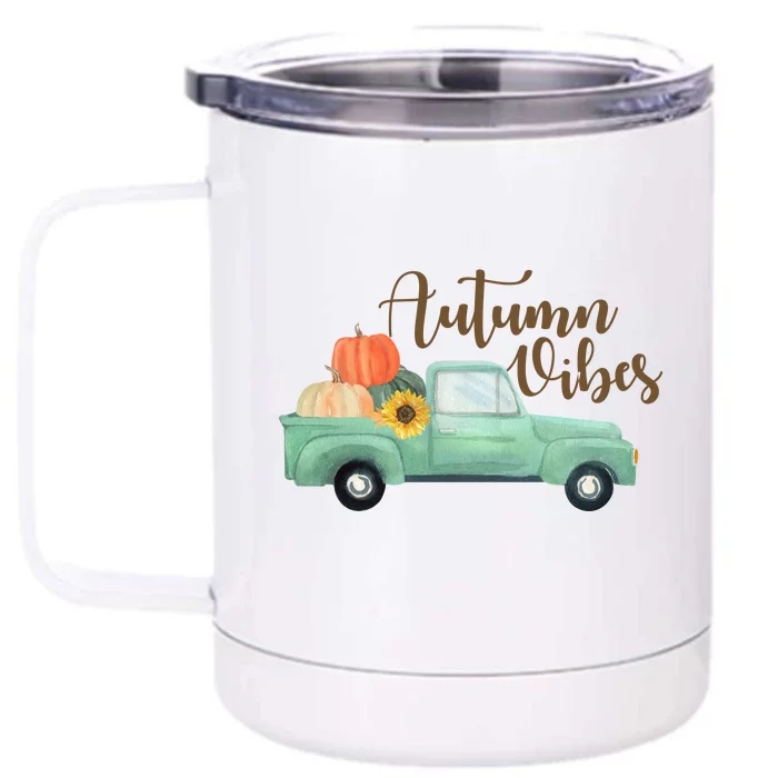 Autumn Vibes Pumpkin Truck Front & Back 12oz Stainless Steel Tumbler Cup