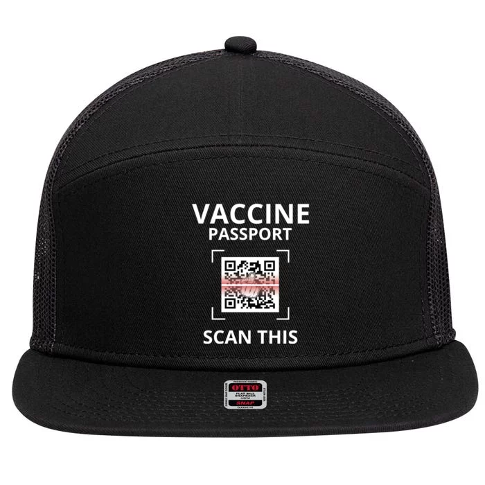 Anti Vaccine Passport Scan This Middle Finger 7 Panel Mesh Trucker Snapback Hat