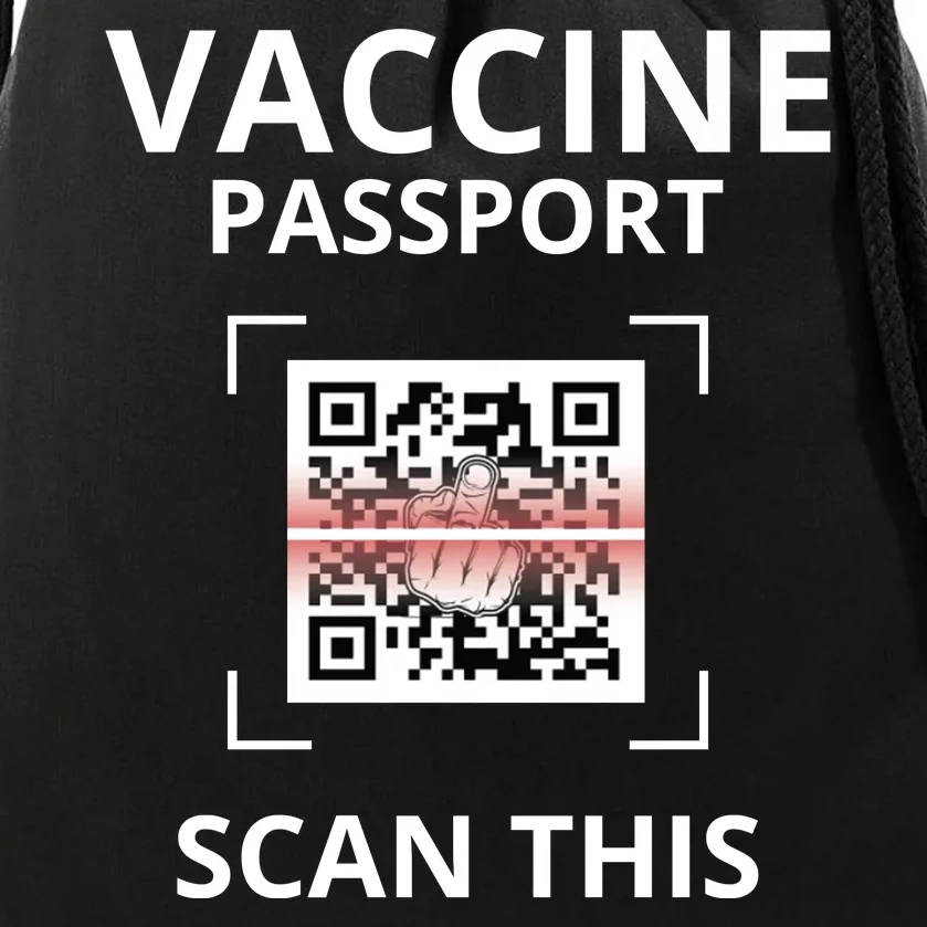 Anti Vaccine Passport Scan This Middle Finger Drawstring Bag