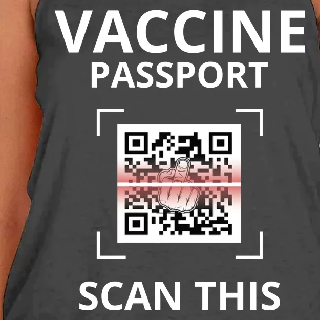 Anti Vaccine Passport Scan This Middle Finger Women's Knotted Racerback Tank