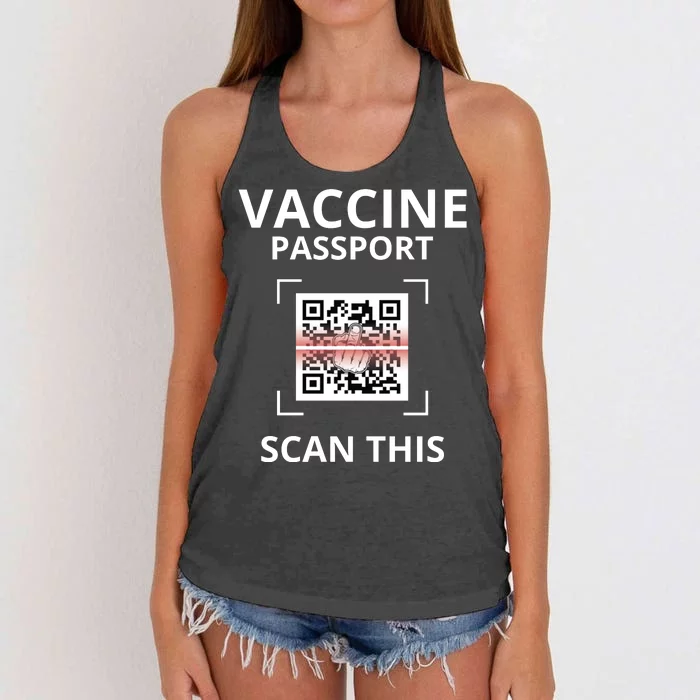 Anti Vaccine Passport Scan This Middle Finger Women's Knotted Racerback Tank