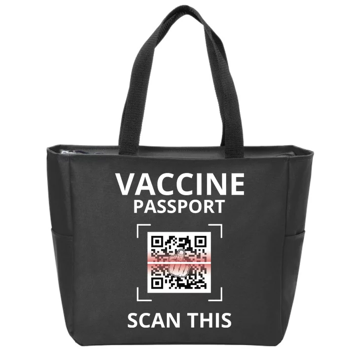 Anti Vaccine Passport Scan This Middle Finger Zip Tote Bag