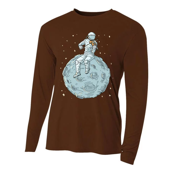 Astronaut Violin Player Violinist Viola Classical Music Cooling Performance Long Sleeve Crew