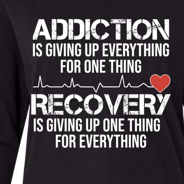 Addiction Vs Recovery Aa Na Heartbeat Clean Sober Life Cute Gift Womens Cotton Relaxed Long Sleeve T-Shirt