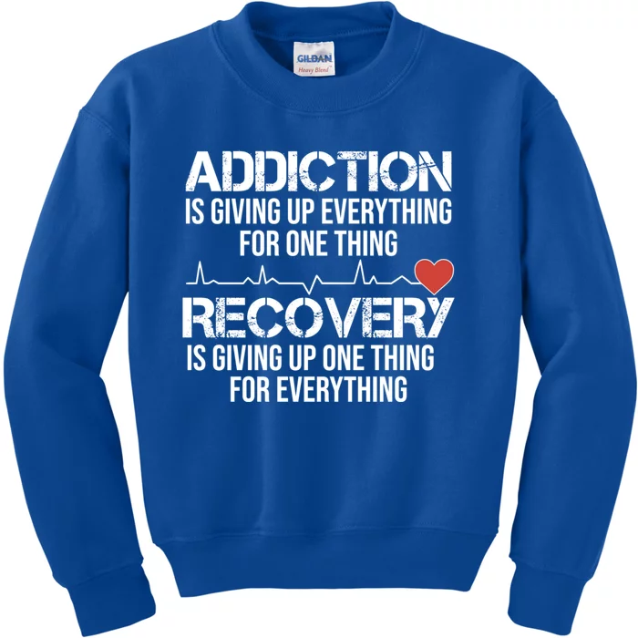 Addiction Vs Recovery Aa Na Heartbeat Clean Sober Life Cute Gift Kids Sweatshirt