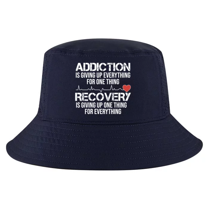 Addiction Vs Recovery Aa Na Heartbeat Clean Sober Life Cute Gift Cool Comfort Performance Bucket Hat