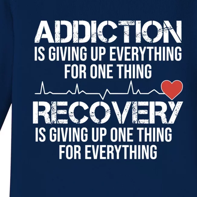 Addiction Vs Recovery Aa Na Heartbeat Clean Sober Life Cute Gift Baby Long Sleeve Bodysuit