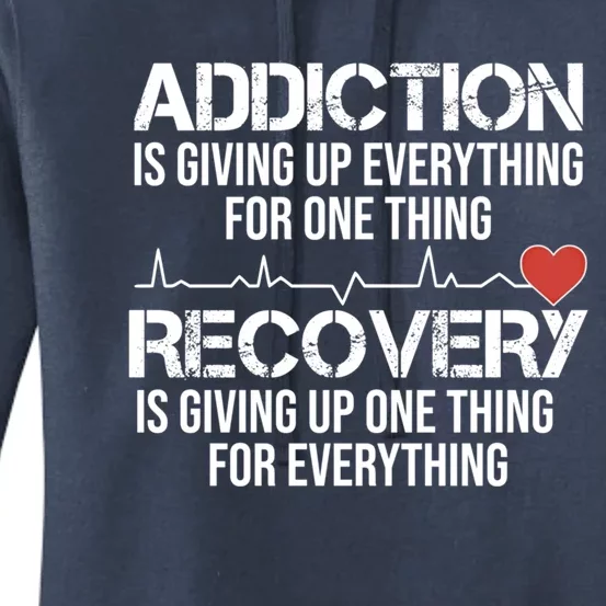 Addiction Vs Recovery Aa Na Heartbeat Clean Sober Life Gift Women's Pullover Hoodie