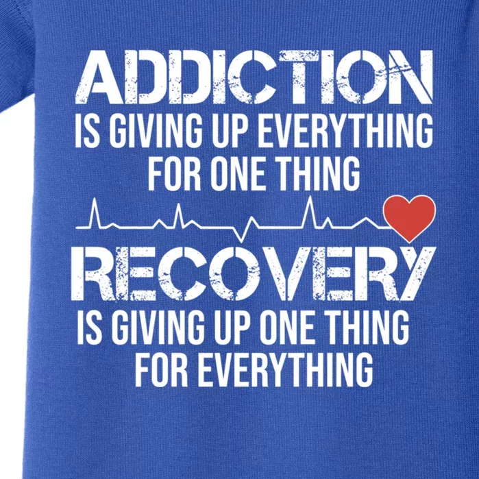 Addiction Vs Recovery Aa Na Heartbeat Clean Sober Life Funny Gift Baby Bodysuit