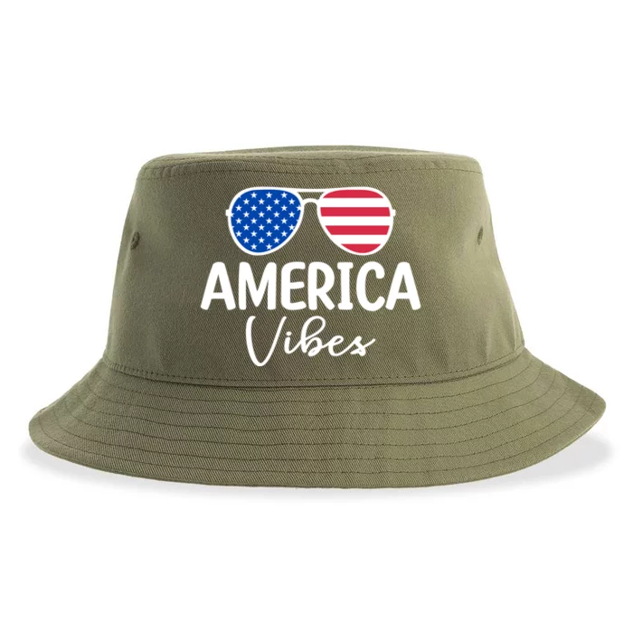 America Vibes Retro American Usa 4th Of July Great Gift Sustainable Bucket Hat