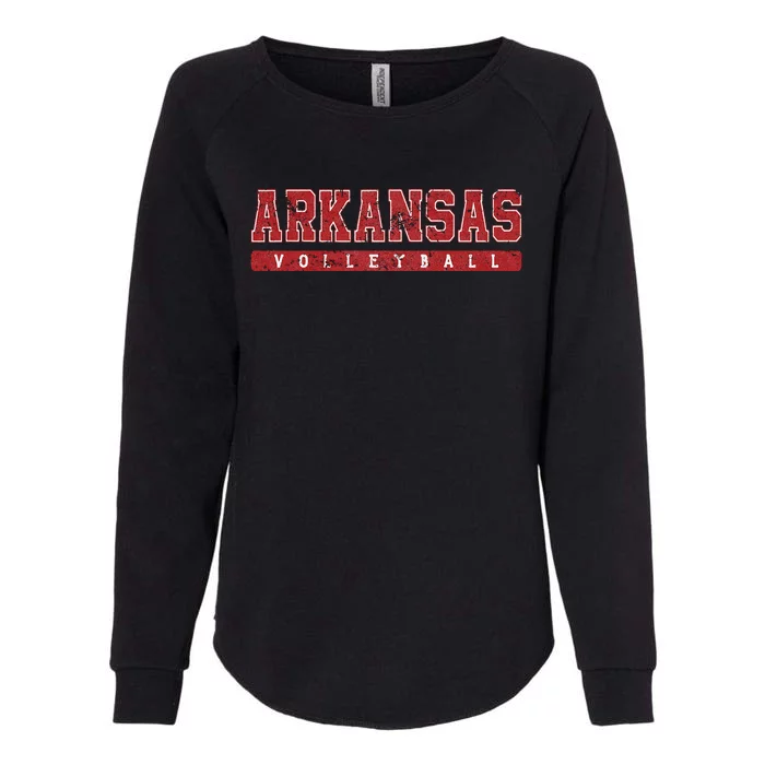 Arkansas Volleyball Red Vintage Text Womens California Wash Sweatshirt