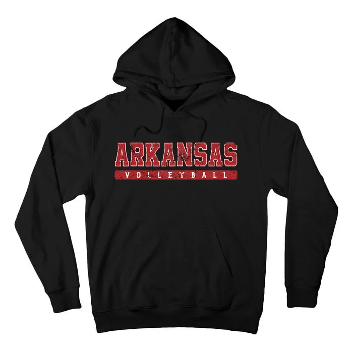 Arkansas Volleyball Red Vintage Text Tall Hoodie