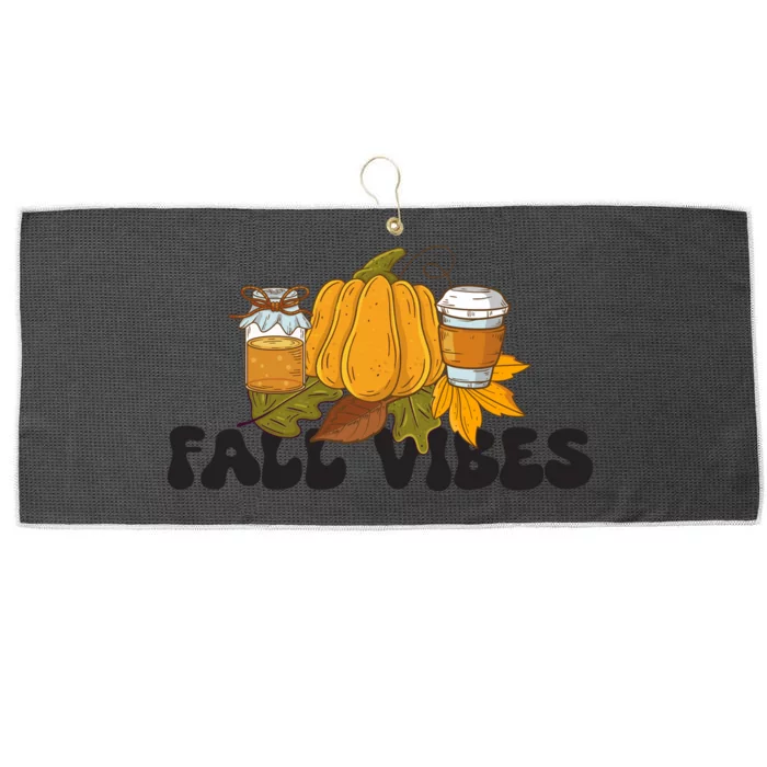 Autumn Vibes Seasonal Print Large Microfiber Waffle Golf Towel