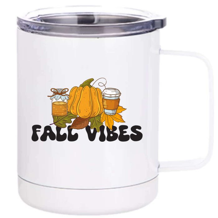 Autumn Vibes Seasonal Print Front & Back 12oz Stainless Steel Tumbler Cup