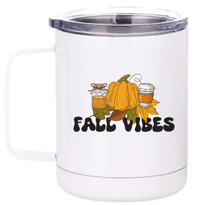 Autumn Vibes Seasonal Print Front & Back 12oz Stainless Steel Tumbler Cup