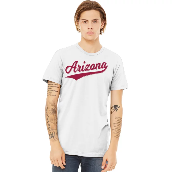 Arizona Varsity Script Classic Sports Jersey State Flag Premium T-Shirt