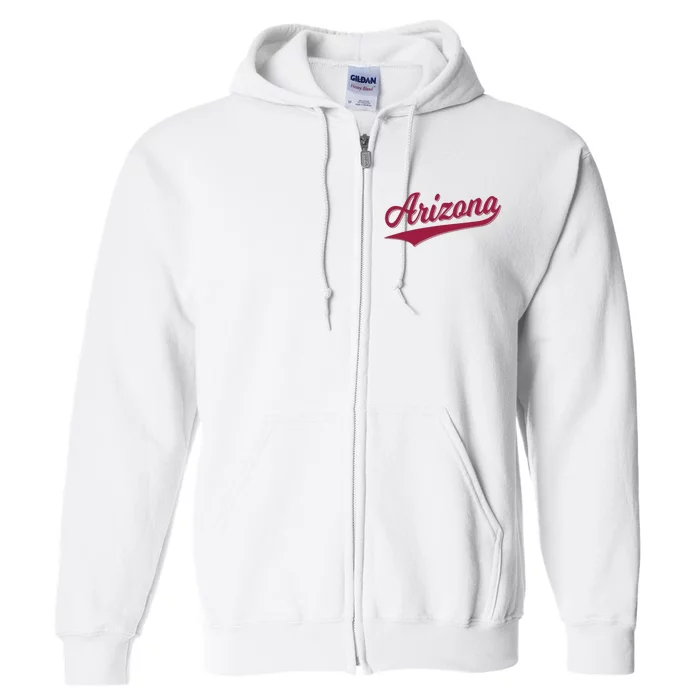 Arizona Varsity Script Classic Sports Jersey State Flag Full Zip Hoodie