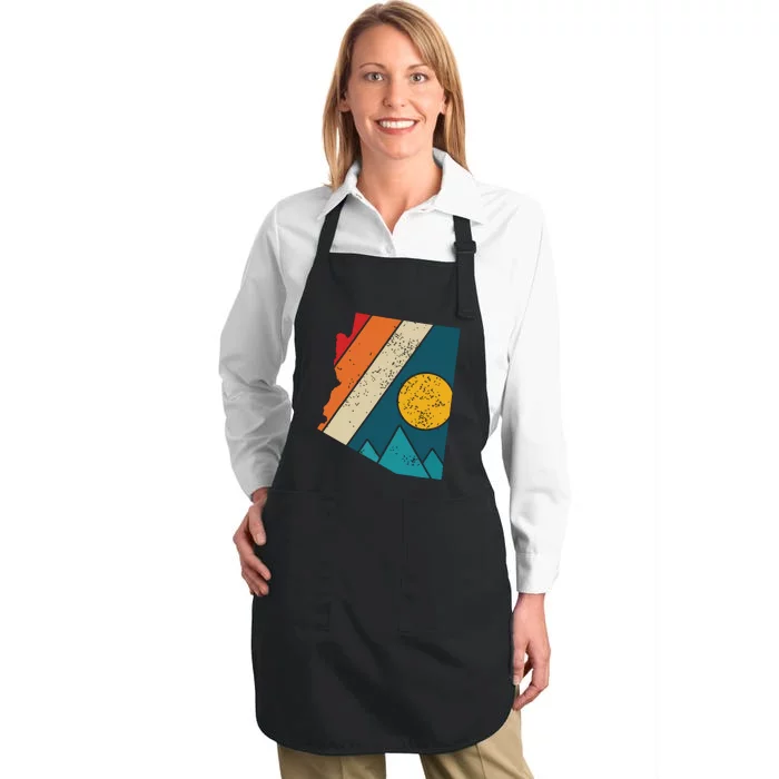 Arizona Vintage State Map Mountains Hiker Camping Pride Gift Full-Length Apron With Pocket