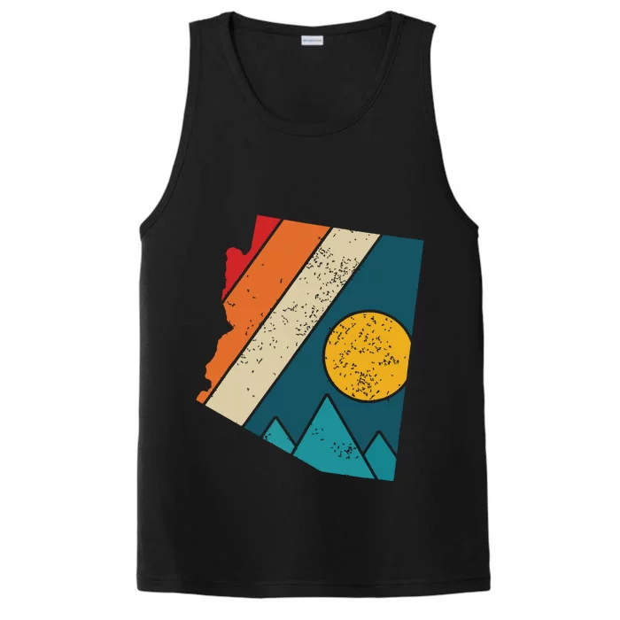 Arizona Vintage State Map Mountains Hiker Camping Pride Gift Performance Tank