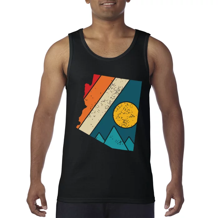 Arizona Vintage State Map Mountains Hiker Camping Pride Gift Tank Top